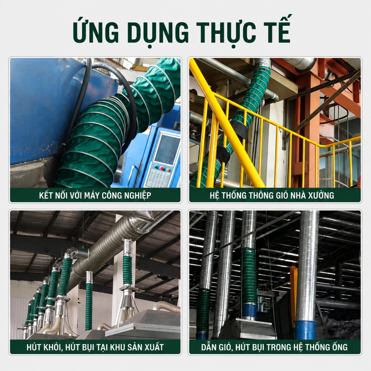 Ống gió mềm chống cháy lắp đặt trong hệ thống thông gió công nghiệp