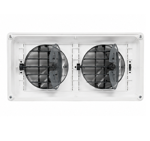 Ảnh cận cảnh nan cửa gió nhựa HVAC và cơ cấu chỉnh gió