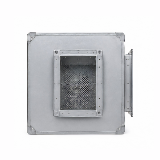 Rectangular baffle silencer