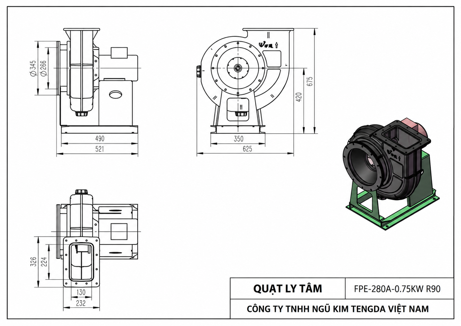 Quạt ly tâm chống ăn mòn FPE kiểu A