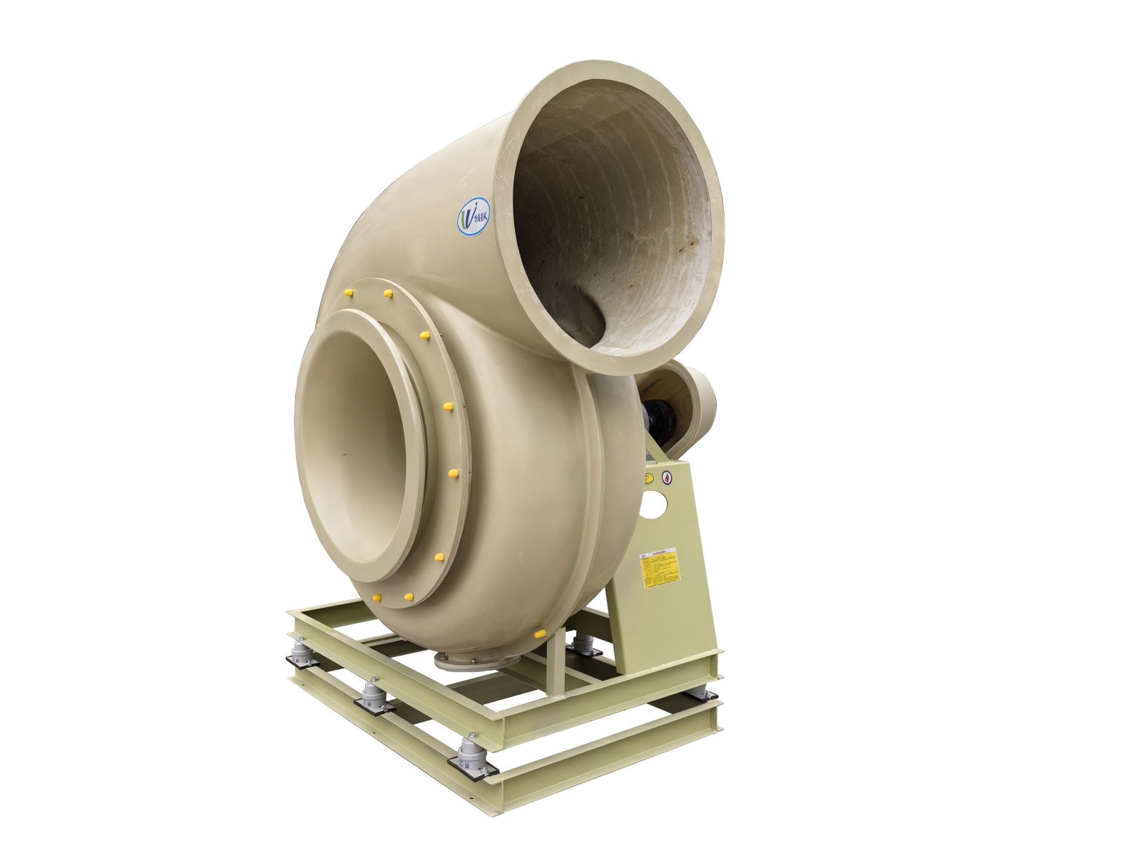 Cửa hút quạt ly tâm chống ăn mòn HGF4-72 kiểu C bằng composite FRP, động cơ đặt bên dưới trên khung đế