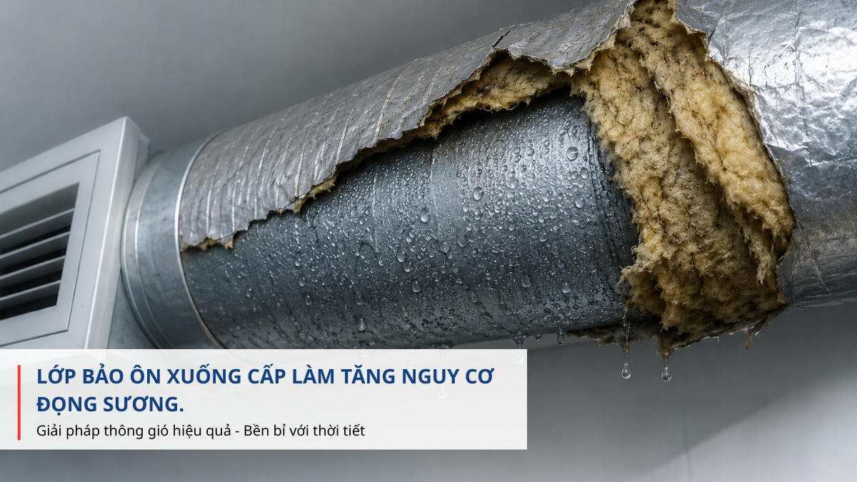 Lớp bảo ôn xuống cấp làm tăng nguy cơ đọng sương.