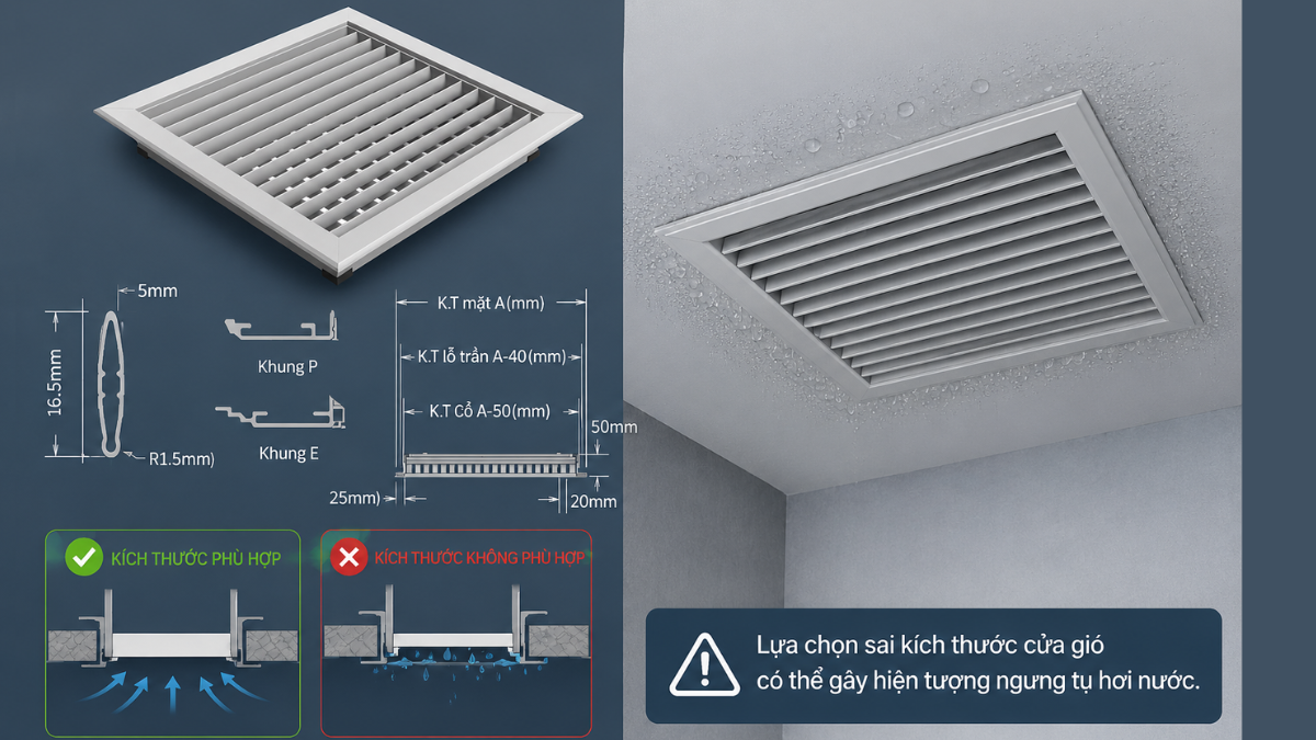 chọn sai miệng gió HVAC gây đọng sương