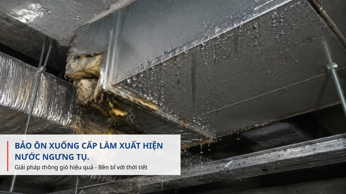 Bảo ôn bị hở gây đọng sương.