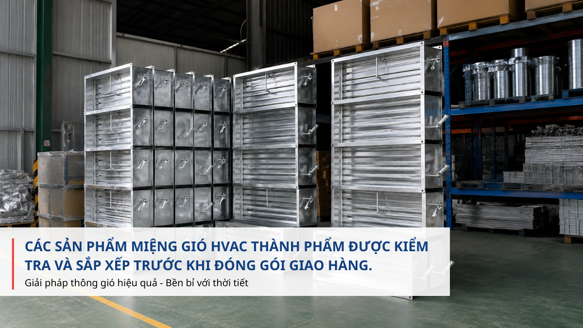 kiểm tra thành phẩm miệng gió HVAC trước khi xuất xưởng