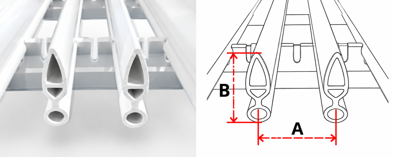 Mặt cắt nan L1 cửa gió nan thẳng linear nhựa ABS, ký hiệu kích thước A B C