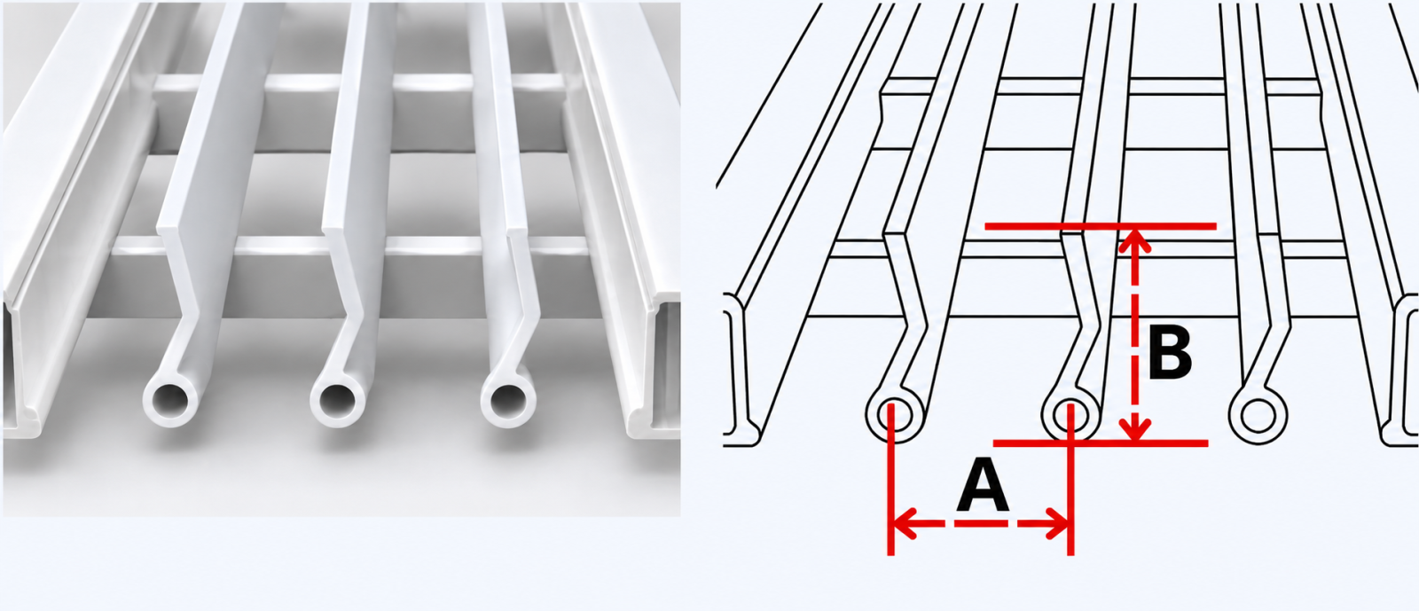 Mặt cắt nan L9 cửa gió nan thẳng linear nhựa ABS, ký hiệu kích thước A B C