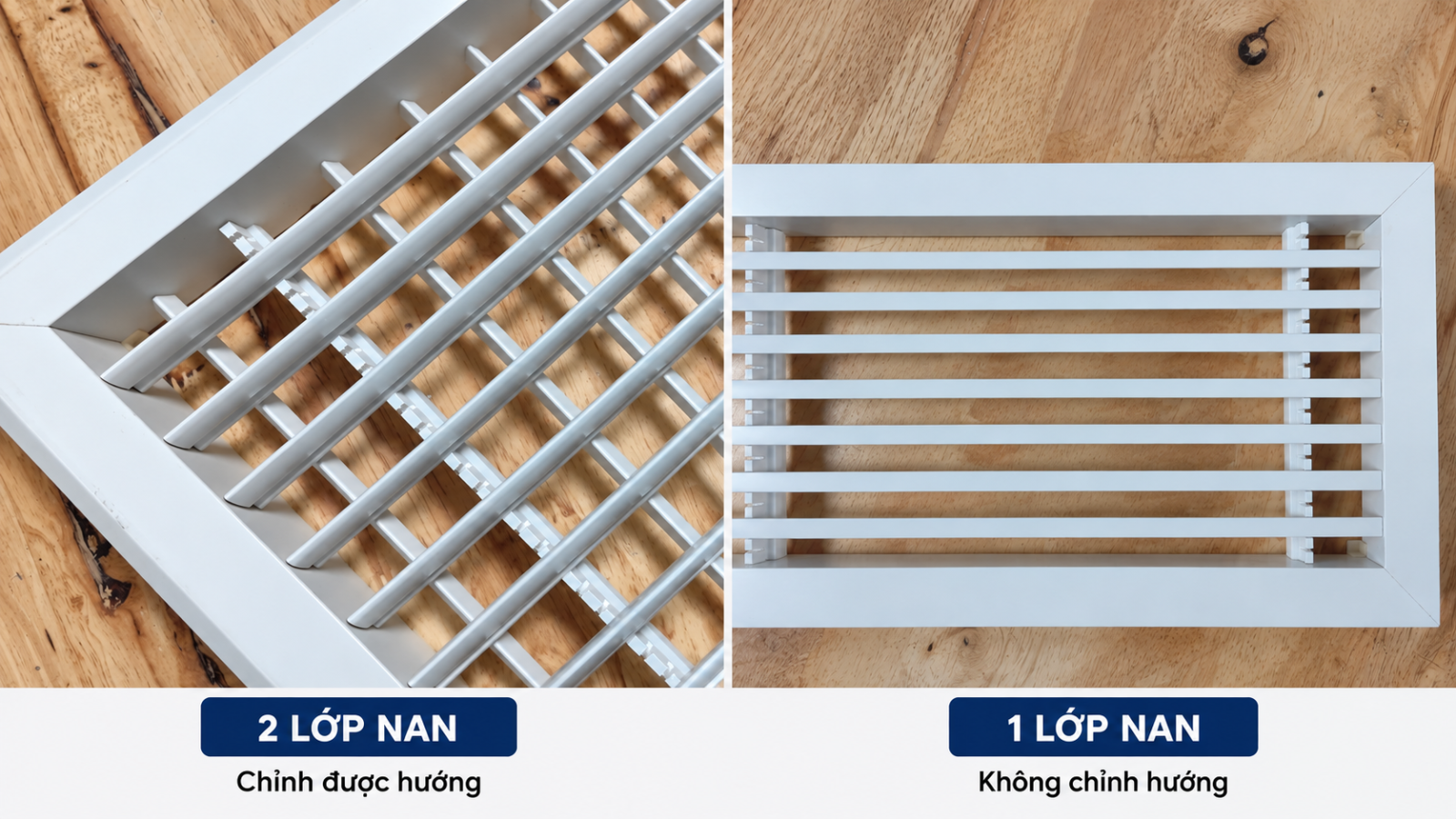So sánh cửa gió nan thẳng nhựa 1 lớp và 2 lớp nan
