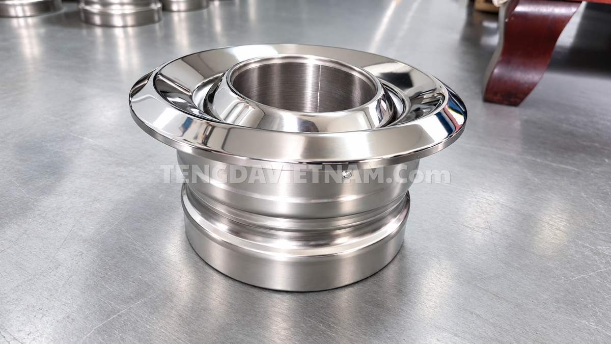 Cửa gió jetball inox 304 TD1120 bề mặt sáng bóng, quả cầu xoay trong họng tròn