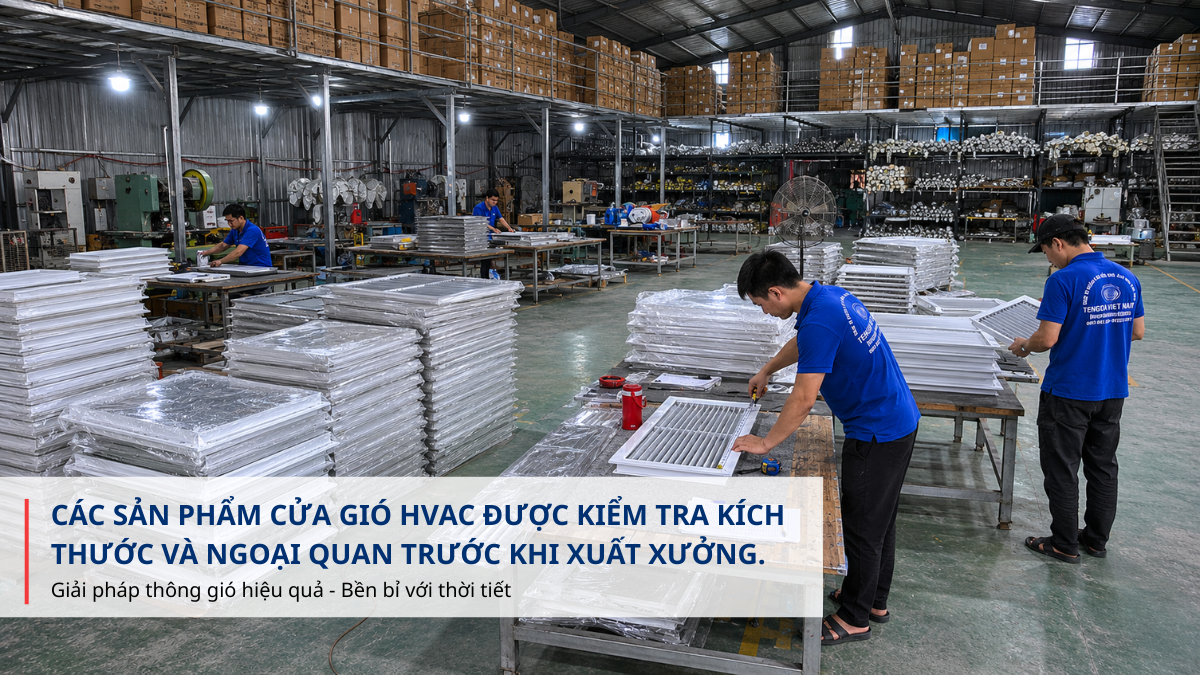 kiểm tra cửa gió HVAC trước khi giao hàng