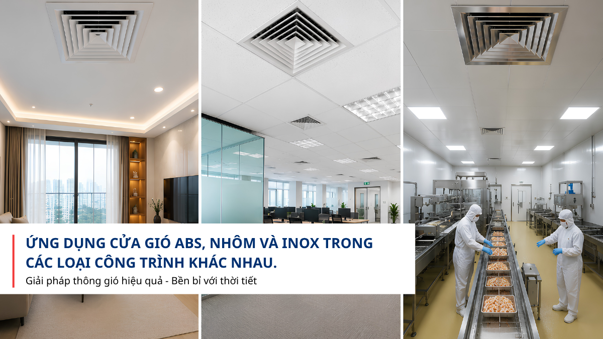 lựa chọn vật liệu cửa gió theo công trình HVAC