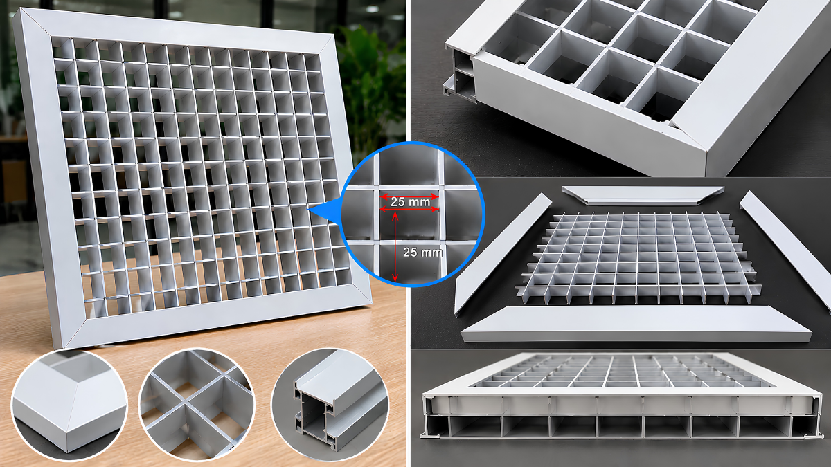 cấu tạo lưới nhôm tổ ong egg crate