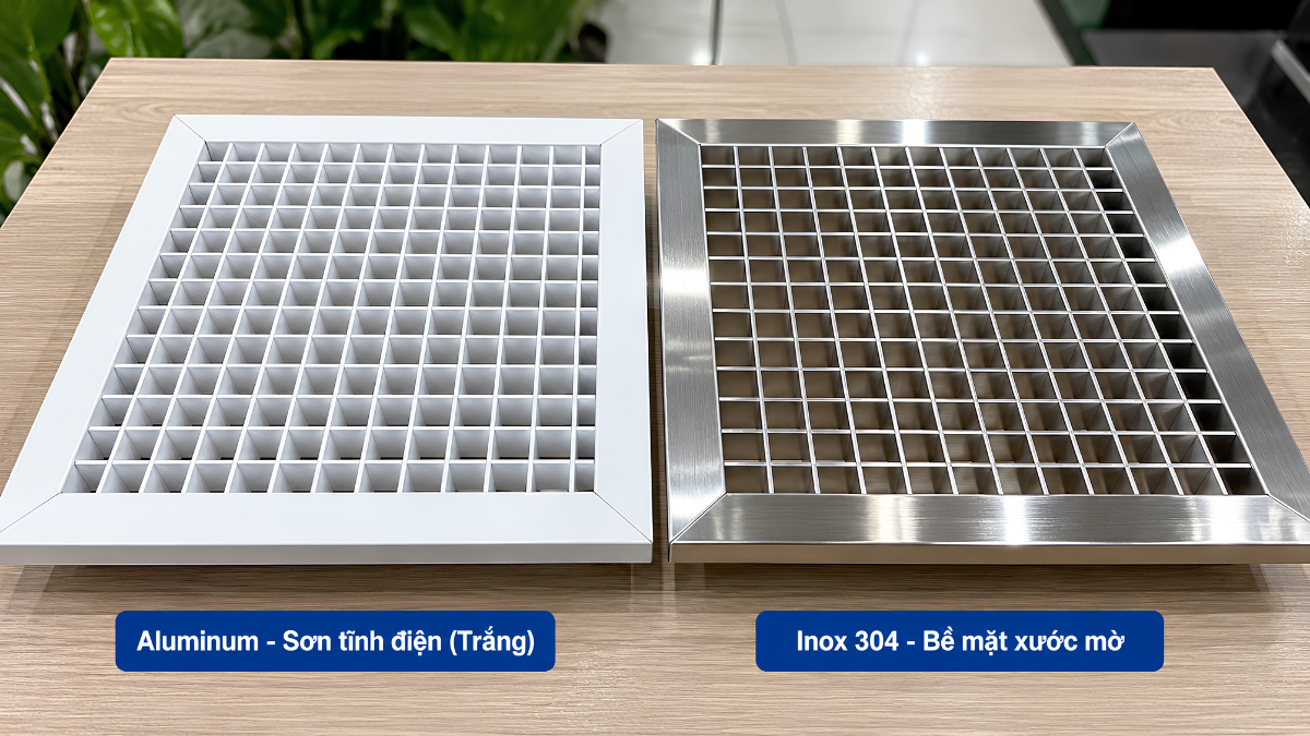 egg crate nhôm và inox HVAC