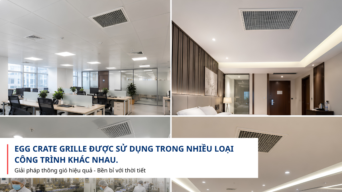 ứng dụng egg crate grille trong công trình HVAC