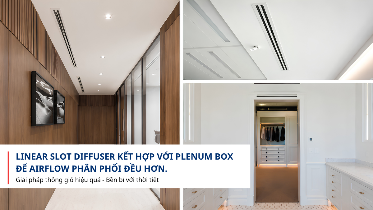 linear slot diffuser và plenum box