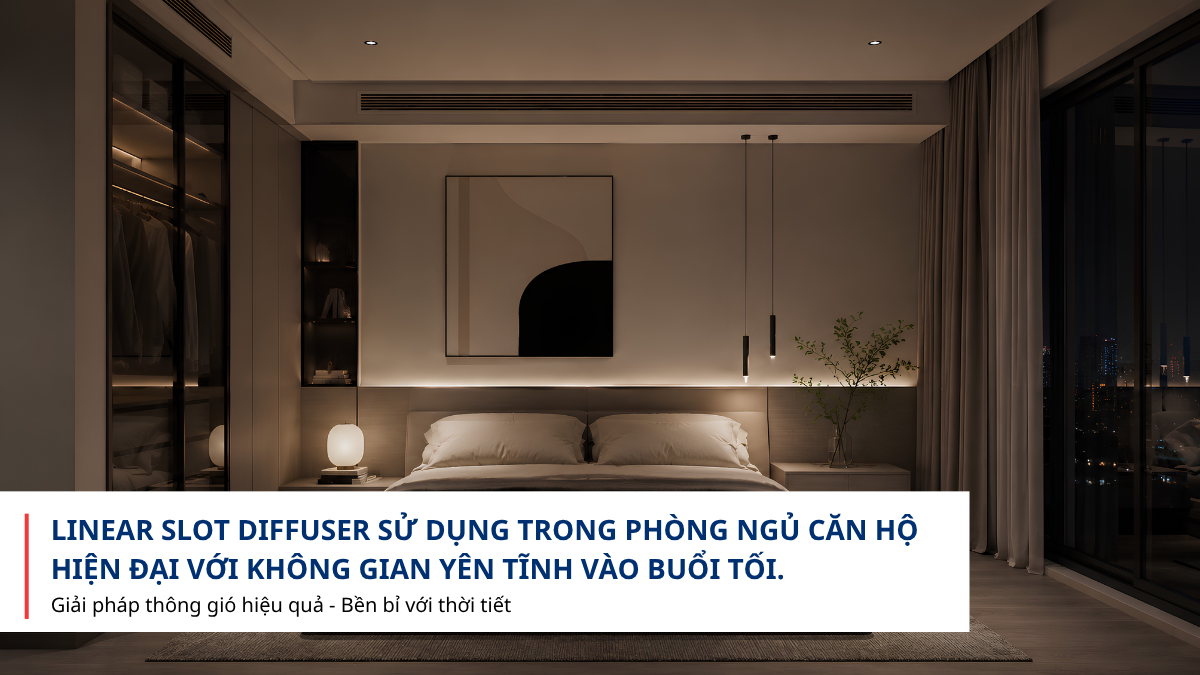 Linear Slot Diffuser trong phòng ngủ yên tĩnh