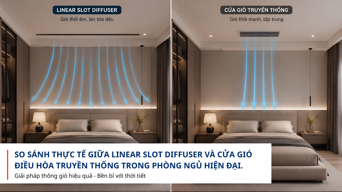 So sánh Linear Slot và cửa gió điều hòa truyền thống