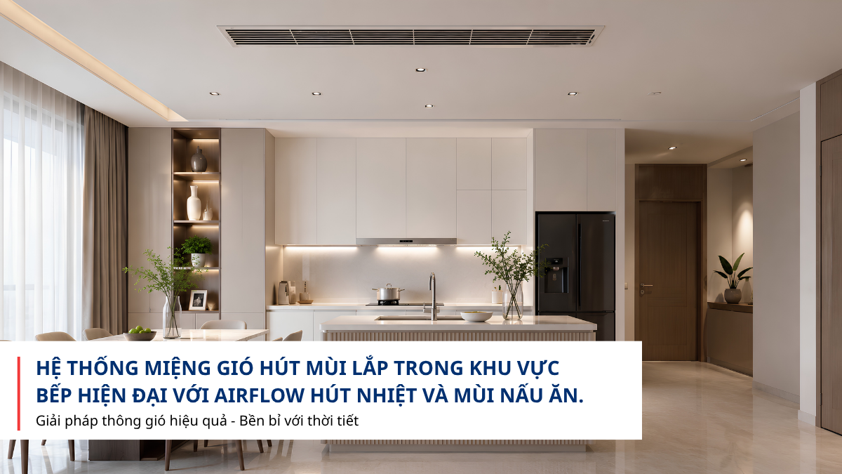 Miệng gió hút mùi trong phòng bếp hiện đại