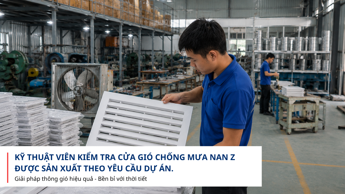Sản xuất cửa gió chống mưa nan Z theo bản vẽ HVAC