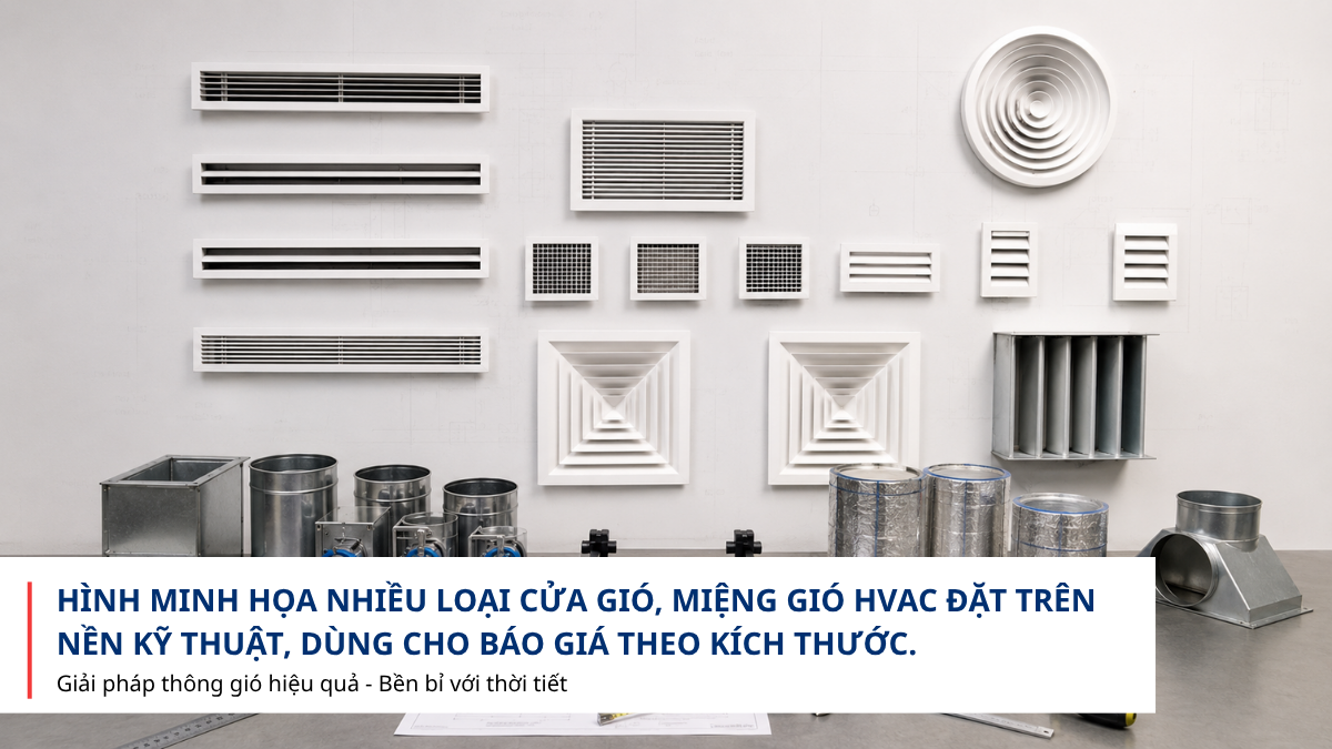 Báo giá cửa gió HVAC theo kích thước cho công trình