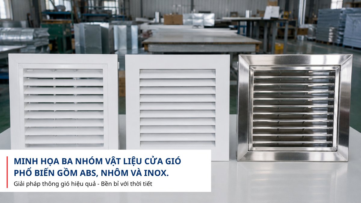So sánh cửa gió ABS nhôm inox trong hệ thống HVAC