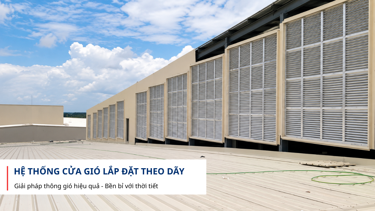 Hệ thống cửa gió louver lắp đặt theo dãy