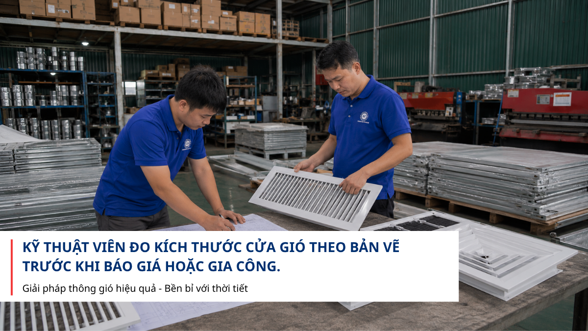 Đo kích thước cửa gió HVAC theo bản vẽ kỹ thuật