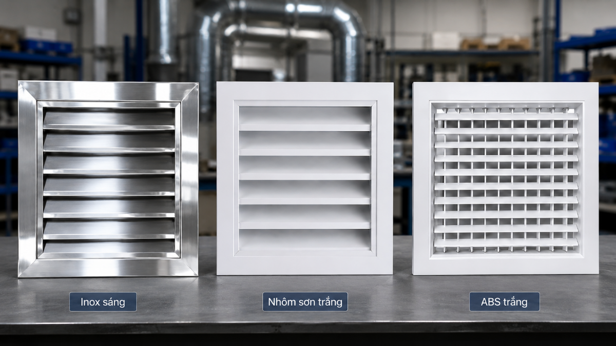 So sánh cửa gió inox, nhôm và ABS