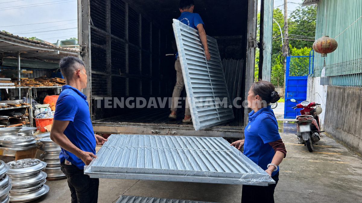 Cửa gió chống mưa louver giao hàng thực tế tại Tengda