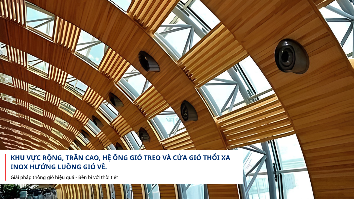 Cửa gió thổi xa cho nhà xưởng trần cao và khu vực rộng