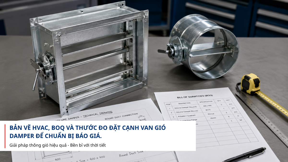 Báo giá damper ống gió theo bản vẽ và BOQ