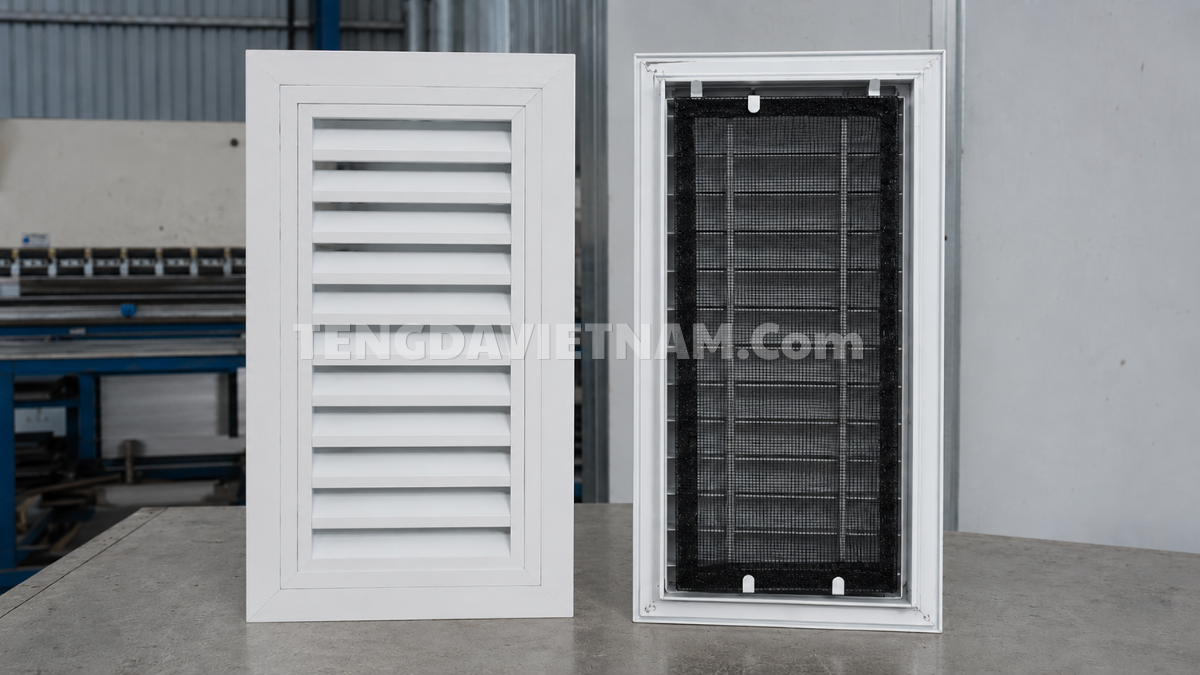 Cửa gió hồi có lưới lọc bụi bản lề mở ra để vệ sinh