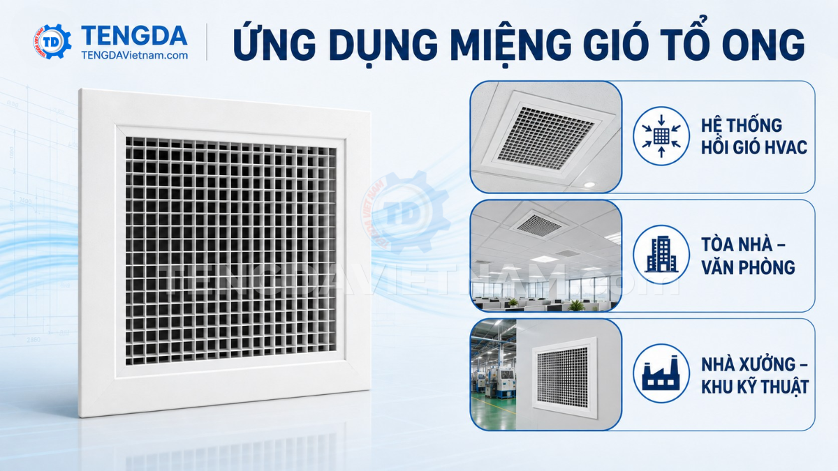 miệng gió tổ ong lắp đặt thực tế trần văn phòng trung tâm thương mại