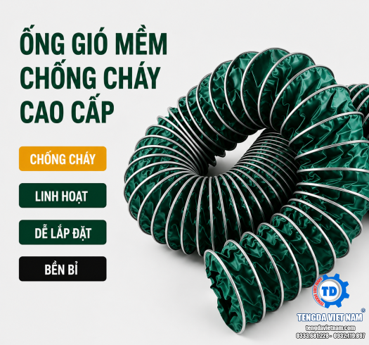 ỐNG GIÓ MỀM CHỐNG CHÁY LÕI THÉP – CHỊU NHIỆT CAO, THOÁT KHÓI