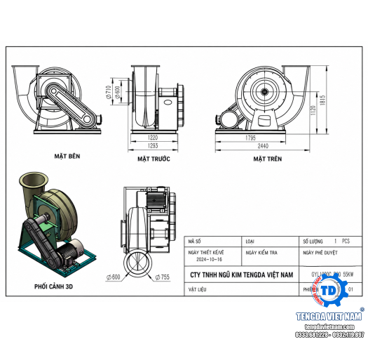 Quạt Ly Tâm Chống Ăn Mòn GY Kiểu C – Trung Cao Áp, Composite FRP