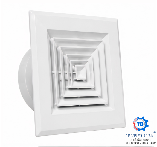 Miệng Gió Khuếch Tán Vuông ABS Viền Lớn HVAC