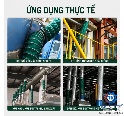 ỐNG GIÓ MỀM CHỐNG CHÁY LÕI THÉP – CHỊU NHIỆT CAO, THOÁT KHÓI