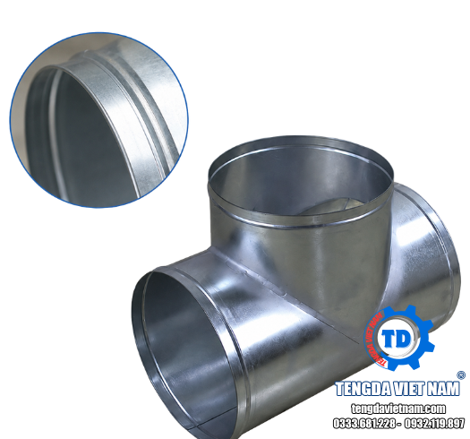 TÊ ỐNG GIÓ TRÒN TÔN MẠ KẼM – PHỤ KIỆN CHIA NHÁNH HVAC – 圆形风管三通配件